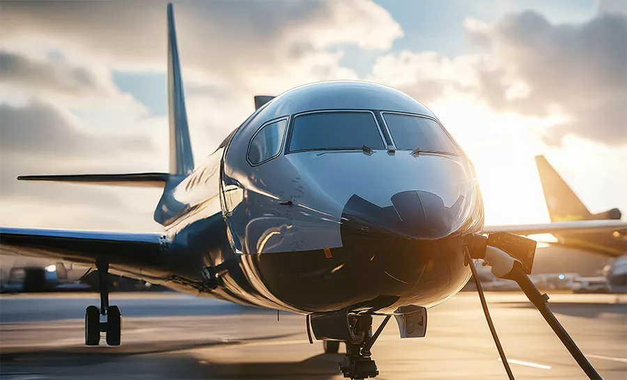 Elektro Flugzeug am Laden