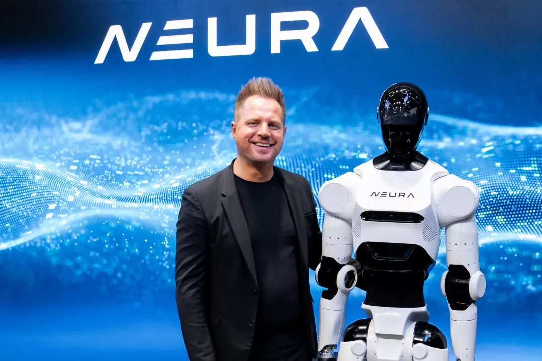 Neura Robotics CEO David Reger with Robot